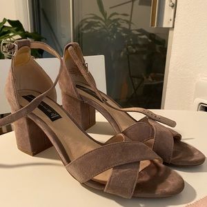 Tan Suede Low Heel Sandal for Fall